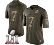 Men's Nike New England Patriots #7 Jacoby Brissett Limited Green Salute to Service Super Bowl LI 51 NFL Jersey