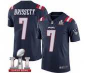 Men's Nike New England Patriots #7 Jacoby Brissett Limited Navy Blue Rush Super Bowl LI 51 NFL Jersey