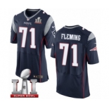 Men's Nike New England Patriots #71 Cameron Fleming Elite Navy Blue Team Color Super Bowl LI 51 NFL Jersey