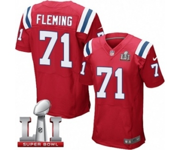 Men's Nike New England Patriots #71 Cameron Fleming Elite Red Alternate Super Bowl LI 51 NFL Jersey