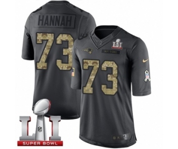 Men's Nike New England Patriots #73 John Hannah Limited Black 2016 Salute to Service Super Bowl LI 51 NFL Jersey