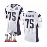 Men's Nike New England Patriots #75 Ted Karras Elite White Super Bowl LI 51 NFL Jersey