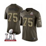 Men's Nike New England Patriots #75 Ted Karras Limited Green Salute to Service Super Bowl LI 51 NFL Jersey