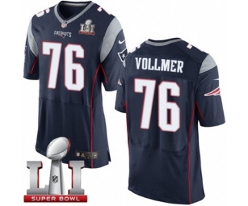 Men's Nike New England Patriots #76 Sebastian Vollmer Elite Navy Blue Team Color Super Bowl LI 51 NFL Jersey