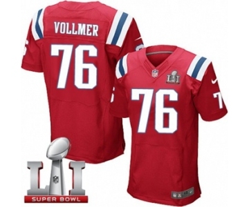 Men's Nike New England Patriots #76 Sebastian Vollmer Elite Red Alternate Super Bowl LI 51 NFL Jersey