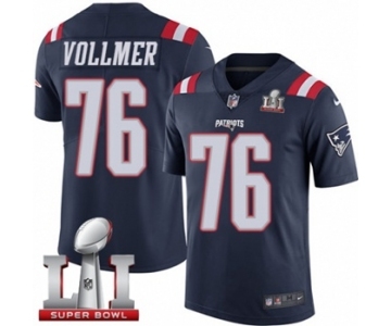 Men's Nike New England Patriots #76 Sebastian Vollmer Limited Navy Blue Rush Super Bowl LI 51 NFL Jersey