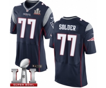 Men's Nike New England Patriots #77 Nate Solder Elite Navy Blue Team Color Super Bowl LI 51 NFL Jersey