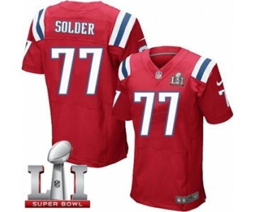 Men's Nike New England Patriots #77 Nate Solder Elite Red Alternate Super Bowl LI 51 NFL Jersey