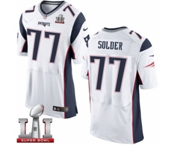 Men's Nike New England Patriots #77 Nate Solder Elite White Super Bowl LI 51 NFL Jersey