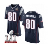 Men's Nike New England Patriots #80 Danny Amendola Elite Navy Blue Team Color Super Bowl LI 51 NFL Jersey