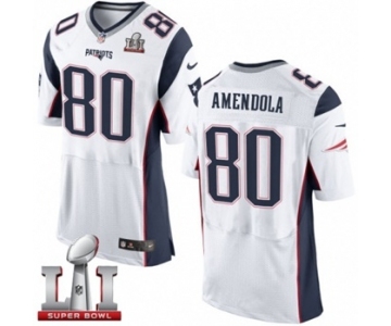 Men's Nike New England Patriots #80 Danny Amendola Elite White Super Bowl LI 51 NFL Jersey