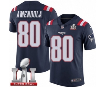 Men's Nike New England Patriots #80 Danny Amendola Limited Navy Blue Rush Super Bowl LI 51 NFL Jersey