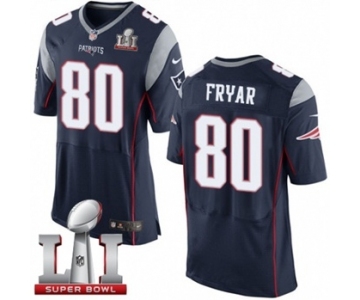 Men's Nike New England Patriots #80 Irving Fryar Elite Navy Blue Team Color Super Bowl LI 51 NFL Jersey