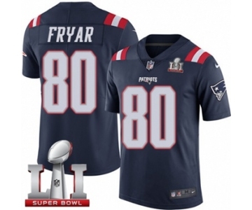 Men's Nike New England Patriots #80 Irving Fryar Limited Navy Blue Rush Super Bowl LI 51 NFL Jersey