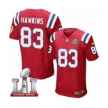 Men's Nike New England Patriots #83 Lavelle Hawkins Elite Red Alternate Super Bowl LI 51 NFL Jersey