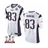 Men's Nike New England Patriots #83 Lavelle Hawkins Elite White Super Bowl LI 51 NFL Jersey