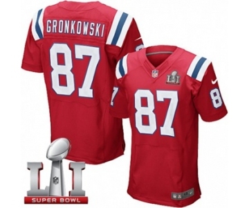 Men's Nike New England Patriots #87 Rob Gronkowski Elite Red Alternate Super Bowl LI 51 NFL Jersey