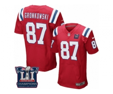 Men's Nike New England Patriots #87 Rob Gronkowski Elite Red Alternate Super Bowl LI Champions NFL Jersey