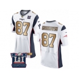 Men's Nike New England Patriots #87 Rob Gronkowski Elite White Gold Super Bowl LI Champions NFL Jersey