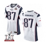 Men's Nike New England Patriots #87 Rob Gronkowski Elite White Super Bowl LI 51 NFL Jersey