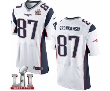 Men's Nike New England Patriots #87 Rob Gronkowski Elite White Super Bowl LI 51 NFL Jersey