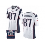 Men's Nike New England Patriots #87 Rob Gronkowski Elite White Super Bowl LI Champions NFL Jersey