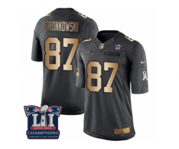 Men's Nike New England Patriots #87 Rob Gronkowski Limited Black Gold Salute to Service Super Bowl LI Champions NFL Jersey