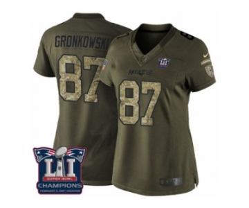 Men's Nike New England Patriots #87 Rob Gronkowski Limited Green Salute to Service Super Bowl LI Champions NFL Jersey