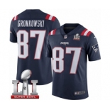 Men's Nike New England Patriots #87 Rob Gronkowski Limited Navy Blue Rush Super Bowl LI 51 NFL Jersey