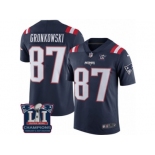 Men's Nike New England Patriots #87 Rob Gronkowski Limited Navy Blue Rush Super Bowl LI Champions NFL Jersey