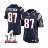 Men's Nike New England Patriots #87 Rob Gronkowski Limited Navy Blue Team Color Super Bowl LI 51 NFL Jersey