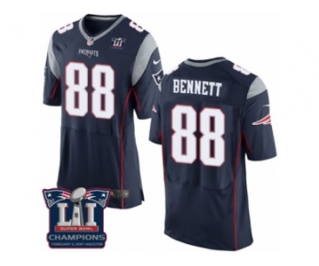 Men's Nike New England Patriots #88 Martellus Bennett Elite Navy Blue Team Color Super Bowl LI Champions NFL Jersey