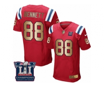 Men's Nike New England Patriots #88 Martellus Bennett Elite Red Gold Alternate Super Bowl LI Champions NFL Jersey