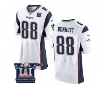 Men's Nike New England Patriots #88 Martellus Bennett Elite White Gold Super Bowl LI Champions NFL Jersey