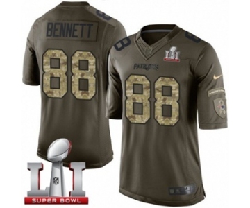 Men's Nike New England Patriots #88 Martellus Bennett Limited Green Salute to Service Super Bowl LI 51 NFL Jersey