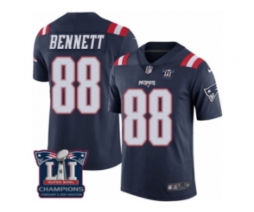 Men's Nike New England Patriots #88 Martellus Bennett Limited Navy Blue Rush Super Bowl LI Champions NFL Jersey