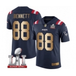 Men's Nike New England Patriots #88 Martellus Bennett Limited Navy-Gold Rush Super Bowl LI 51 NFL Jersey