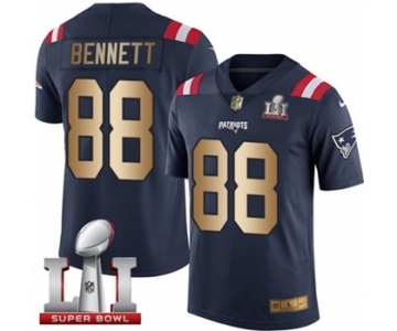 Men's Nike New England Patriots #88 Martellus Bennett Limited Navy-Gold Rush Super Bowl LI 51 NFL Jersey