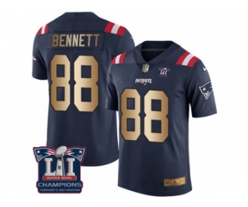 Men's Nike New England Patriots #88 Martellus Bennett Limited Navy Gold Rush Super Bowl LI Champions NFL Jersey