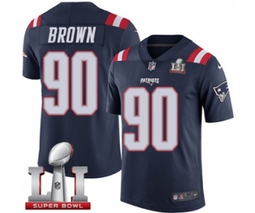 Men's Nike New England Patriots #90 Malcom Brown Limited Navy Blue Rush Super Bowl LI 51 NFL Jersey