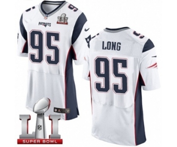 Men's Nike New England Patriots #95 Chris Long Elite White Super Bowl LI 51 NFL Jersey