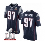 Men's Nike New England Patriots #97 Alan Branch Elite Navy Blue Team Color Super Bowl LI 51 NFL Jersey