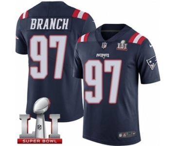 Men's Nike New England Patriots #97 Alan Branch Limited Navy Blue Rush Super Bowl LI 51 NFL Jersey