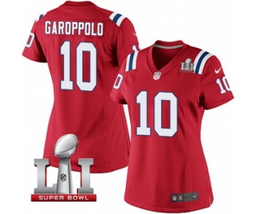 Women's Nike New England Patriots #10 Jimmy Garoppolo Elite Red Alternate Super Bowl LI 51 NFL Jersey