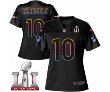 Women's Nike New England Patriots #10 Jimmy Garoppolo Game Black Fashion Super Bowl LI 51 NFL Jersey