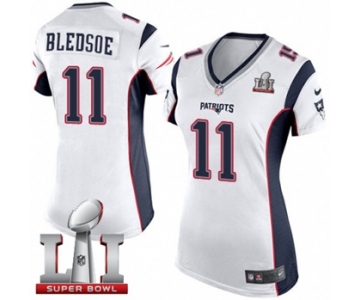 Women's Nike New England Patriots #11 Drew Bledsoe Elite White Super Bowl LI 51 NFL Jersey