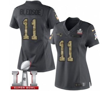 Women's Nike New England Patriots #11 Drew Bledsoe Limited Black 2016 Salute to Service Super Bowl LI 51 NFL Jersey