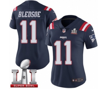 Women's Nike New England Patriots #11 Drew Bledsoe Limited Navy Blue Rush Super Bowl LI 51 NFL Jersey