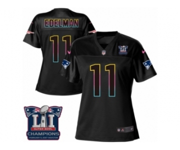 Women's Nike New England Patriots #11 Julian Edelman Game Black Fashion Super Bowl LI Champions NFL Jersey