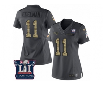 Women's Nike New England Patriots #11 Julian Edelman Limited Black 2016 Salute to Service Super Bowl LI Champions NFL Jersey